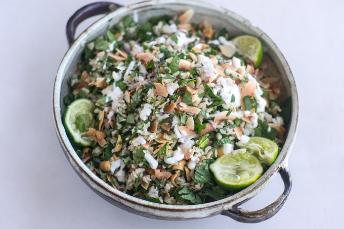 Herbal Rice Salad with Peanuts & Yogurt