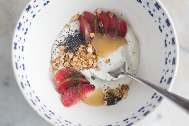 Pluot and Poppy Yogurt Bowl